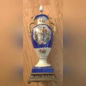 Lamp Turned Into Beautiful Decorative Decor Victorian Scene Man And Woman